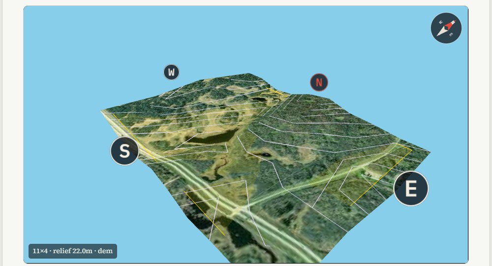 3D terrain view from a real Land Intelligence report on public land in Elk Island National Park
